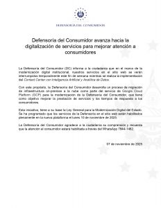 Aviso DefensorÃa del Consumidor